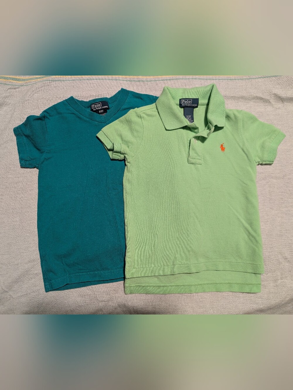 Polo by Ralph Lauren Kids Polo Shirt & Teal Tee - Light Green and Teal 3/3T